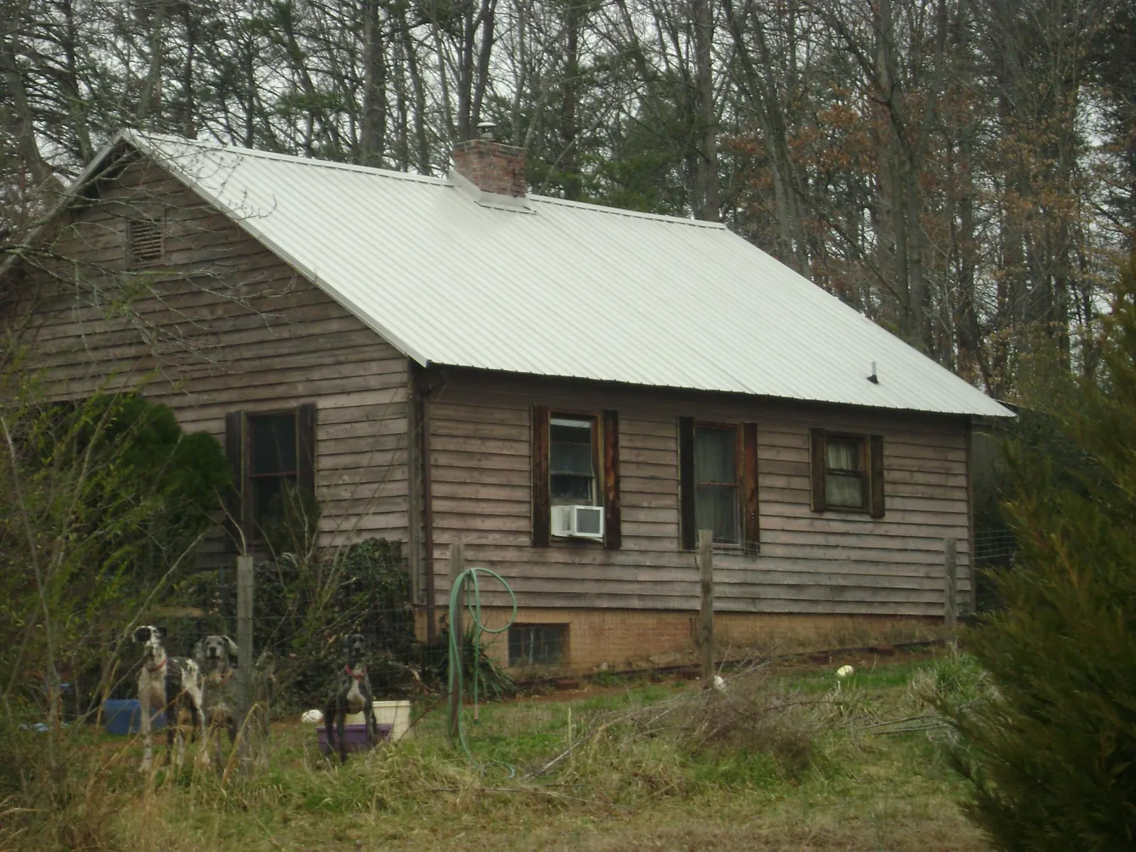 White metal roof on an old wood sided farmhouse, from a Metal Roof Installation job in Fryeburg